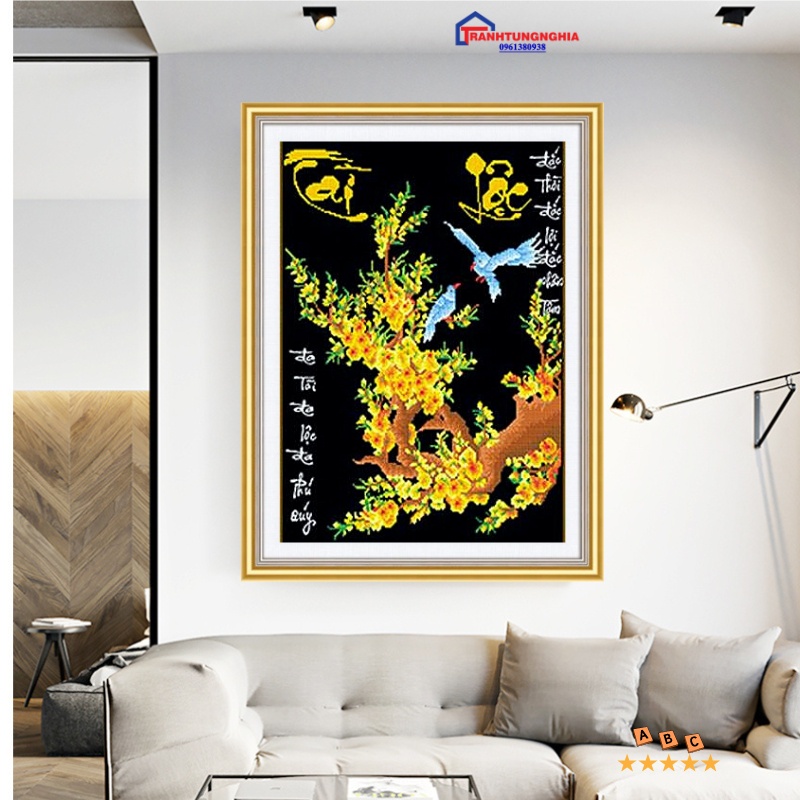 Tranh đính đá tài lộc 55cm x 75cm