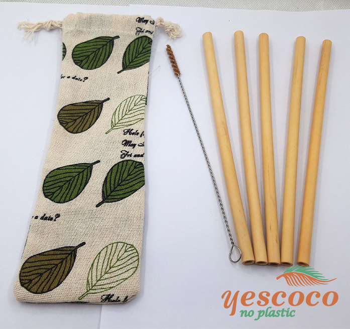 Bộ ống hút tre kèm túi hoa Yescoco