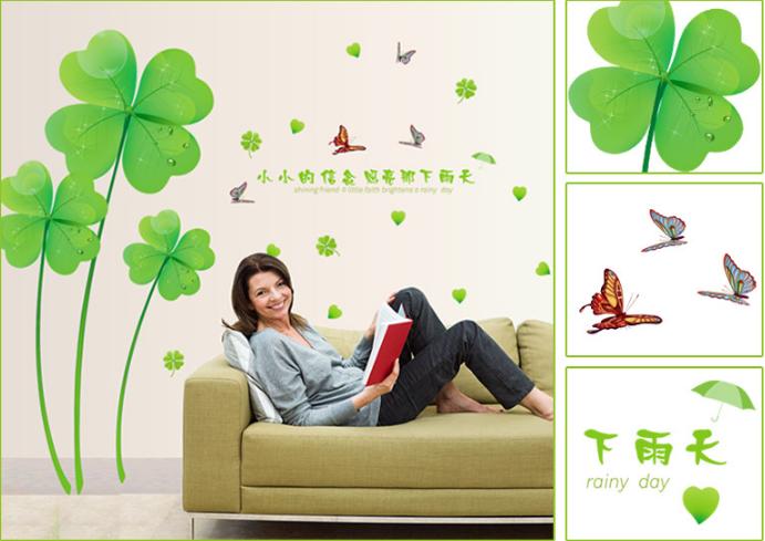 [HCM]Decal trang trí Cỏ May Mắn lớn