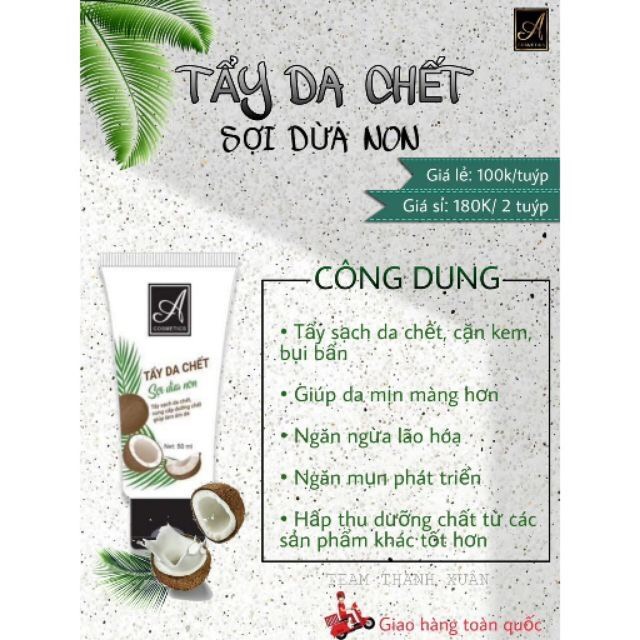 [Chính Hãng] Tẩy da chết sợi dừa non A cosmetics 120ml tuýp lớn