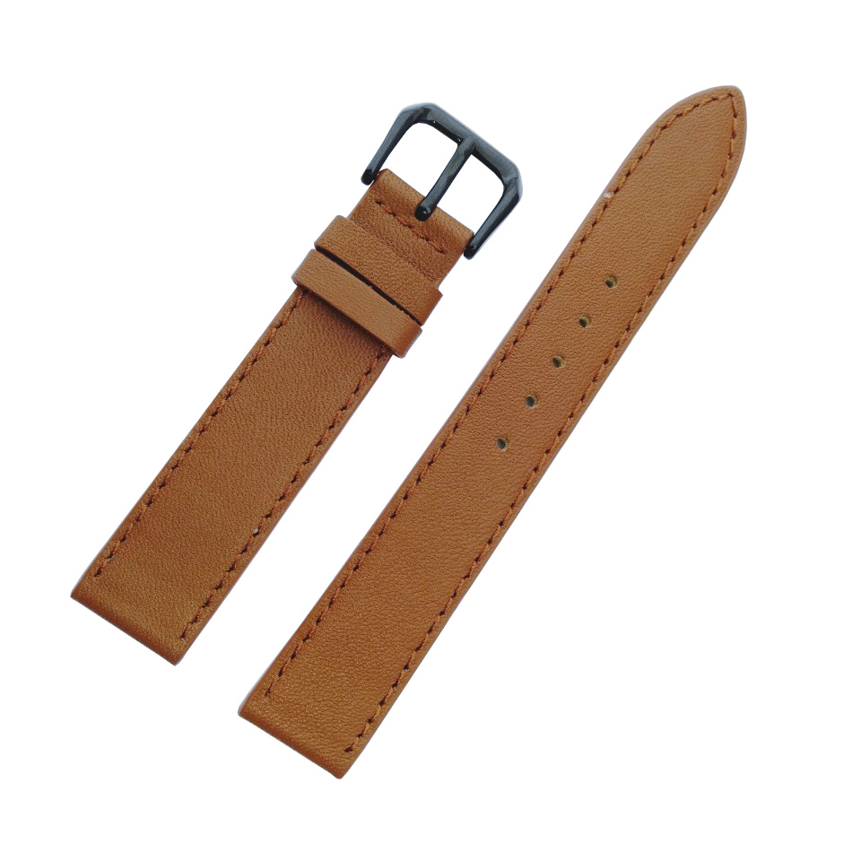 {Xanh Chuối/ Nâu Sáng} Dây da đồng hồ nam nữ DA BÒ THẬT 2 LỚP MỎNG SIÊU DẺO KHÓA CÀI size 1214-16-18-20mm