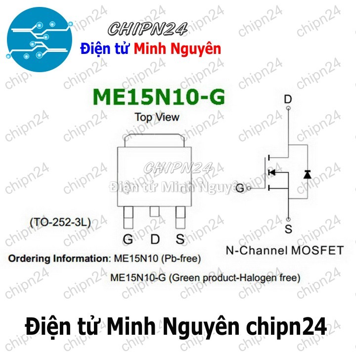 [2 con] (SOP) Mosfet Dán 15N10 TO-252 15A 100V Kênh N (SMD) (ME15N10 ME15N10-G) - HH004210