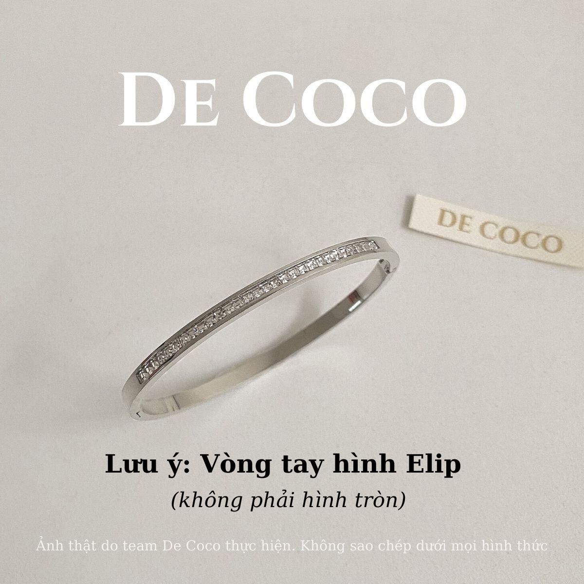 KHÔNG ĐEN GỈ - Vòng tay lắc tay cuff đính đá Elifa De Coco (kèm Túi giấy + Hộp + Thiệp)