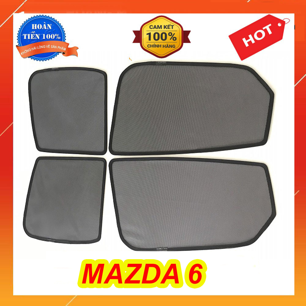 Rèm Che Nắng Nam Châm Xe Mazda 6 đời 2015 đến 2019- Bộ 4 Tấm, Khung Rèm Tích Hợp Sẵn Nam Châm, Vừa Zin Cho Xe, Tháo Lắp Đơn Giản Che Nắng Hiệu Quả