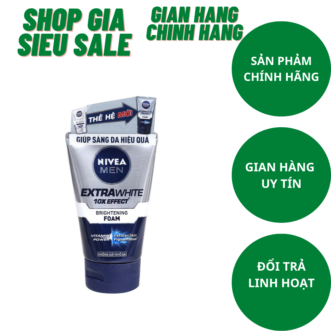 [HCM]Sữa Rửa Mặt Nivea Men Extra White Sáng Da 100g