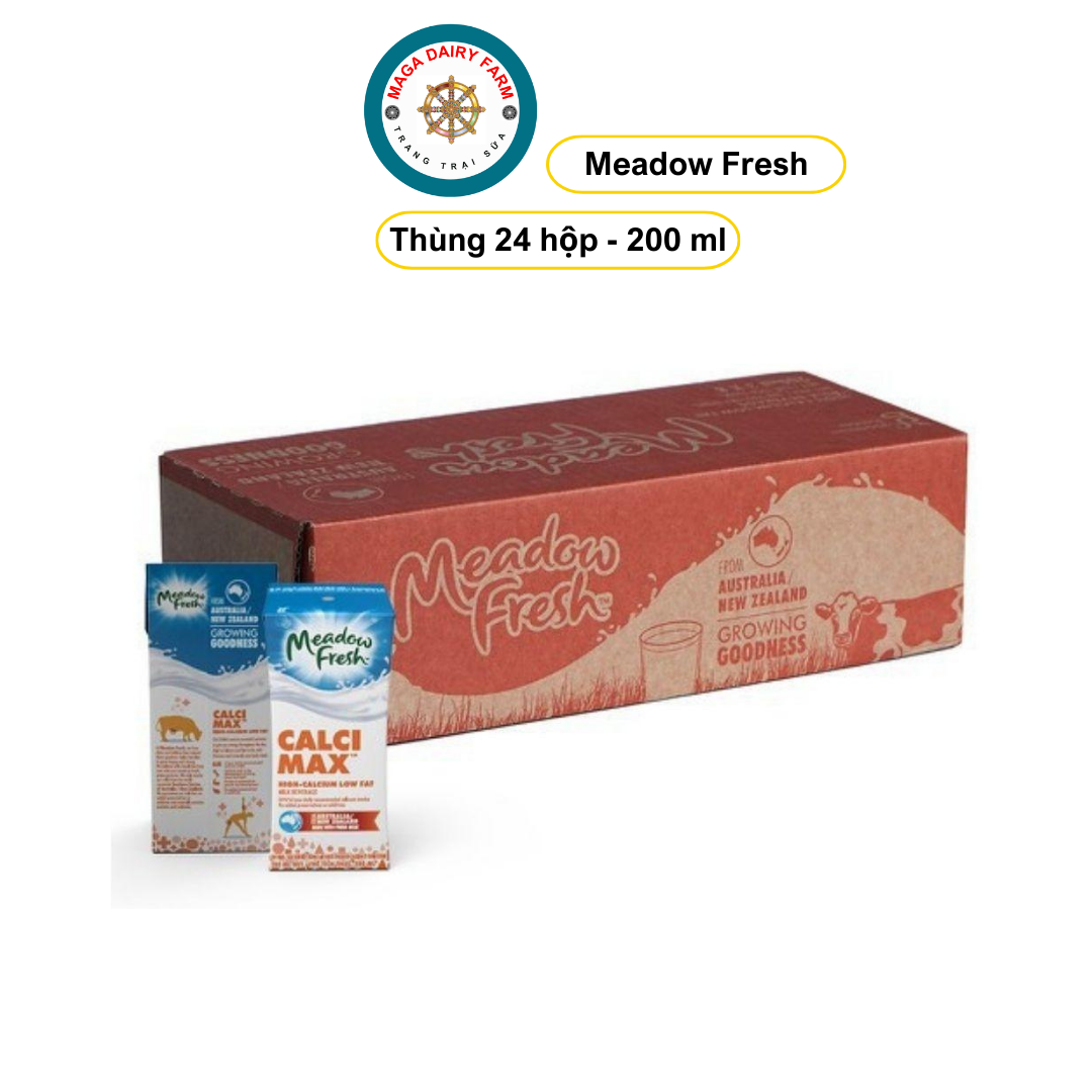 [Thùng] Sữa tươi Meadow Fresh Calci Max 200ml ít béo - nhập Úc