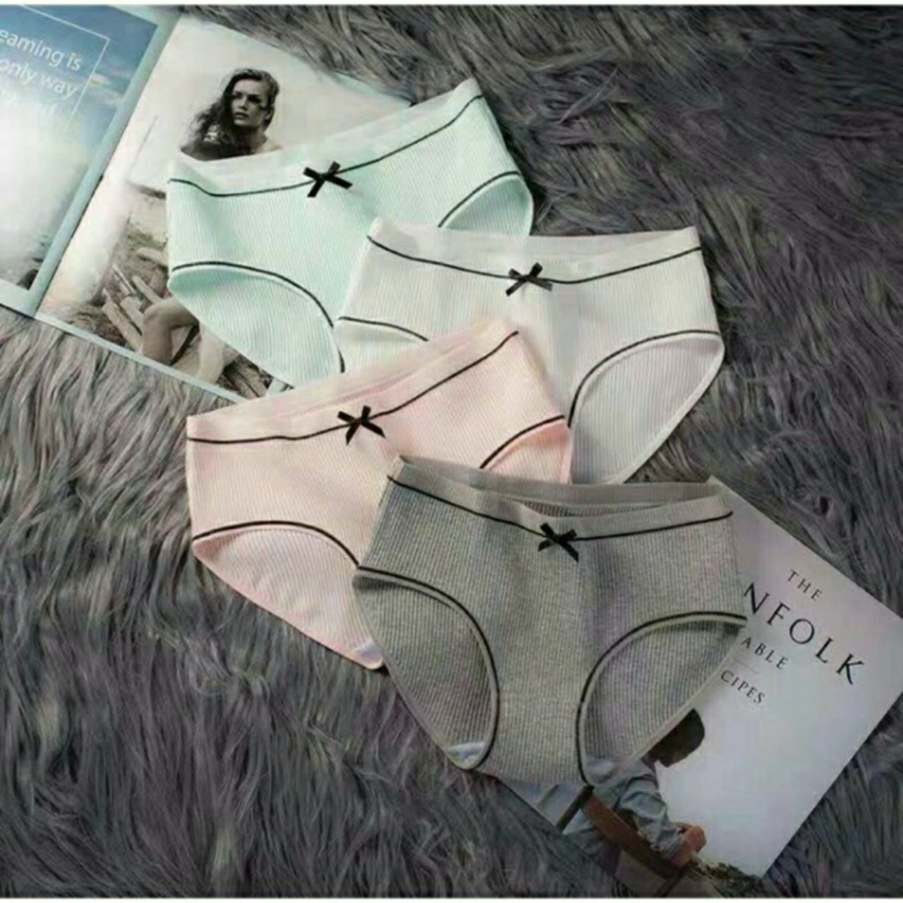 QUẦN LÓT NỮ COTTON PHỐI NƠ HÀNG XUẤT NHẬT (mỗi quần 1 túi zip xịn) tai shop cô cám