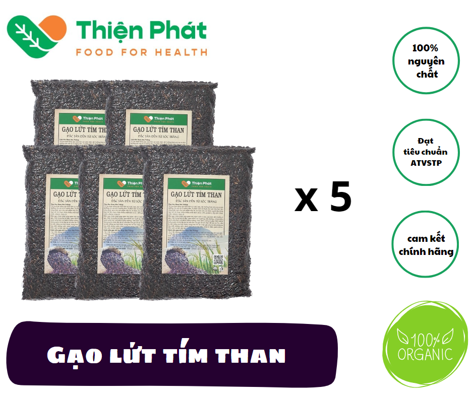 Combo 5kg Gạo lứt tím than Sóc Trăng