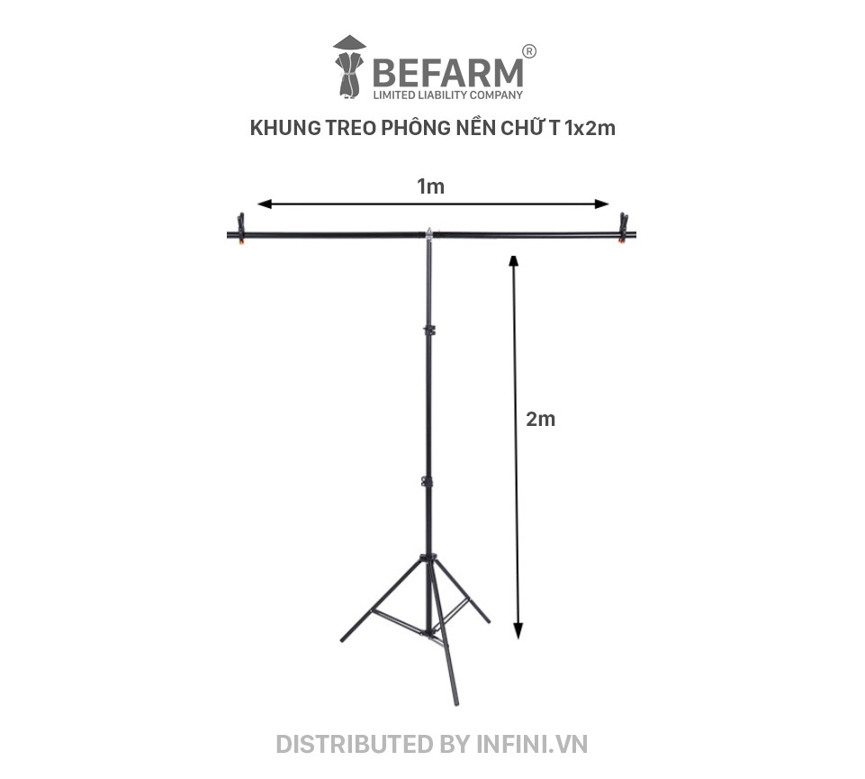 [Rẻ vô địch] Bộ khung treo phông nền chụp ảnh sản phẩm livestream bán hàng chuyên nghiệp - Chữ T 1x2m (Tặng kèm 2 kẹp)