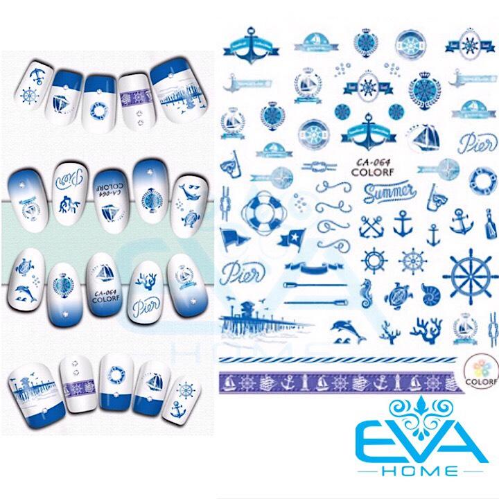 [HCM]Miếng Dán Móng Tay 3D Nail Sticker Tráng Trí Hoạ Tiết Thuyền Phao Mỏ Neo Mô Phỏng Đại Dương CA064