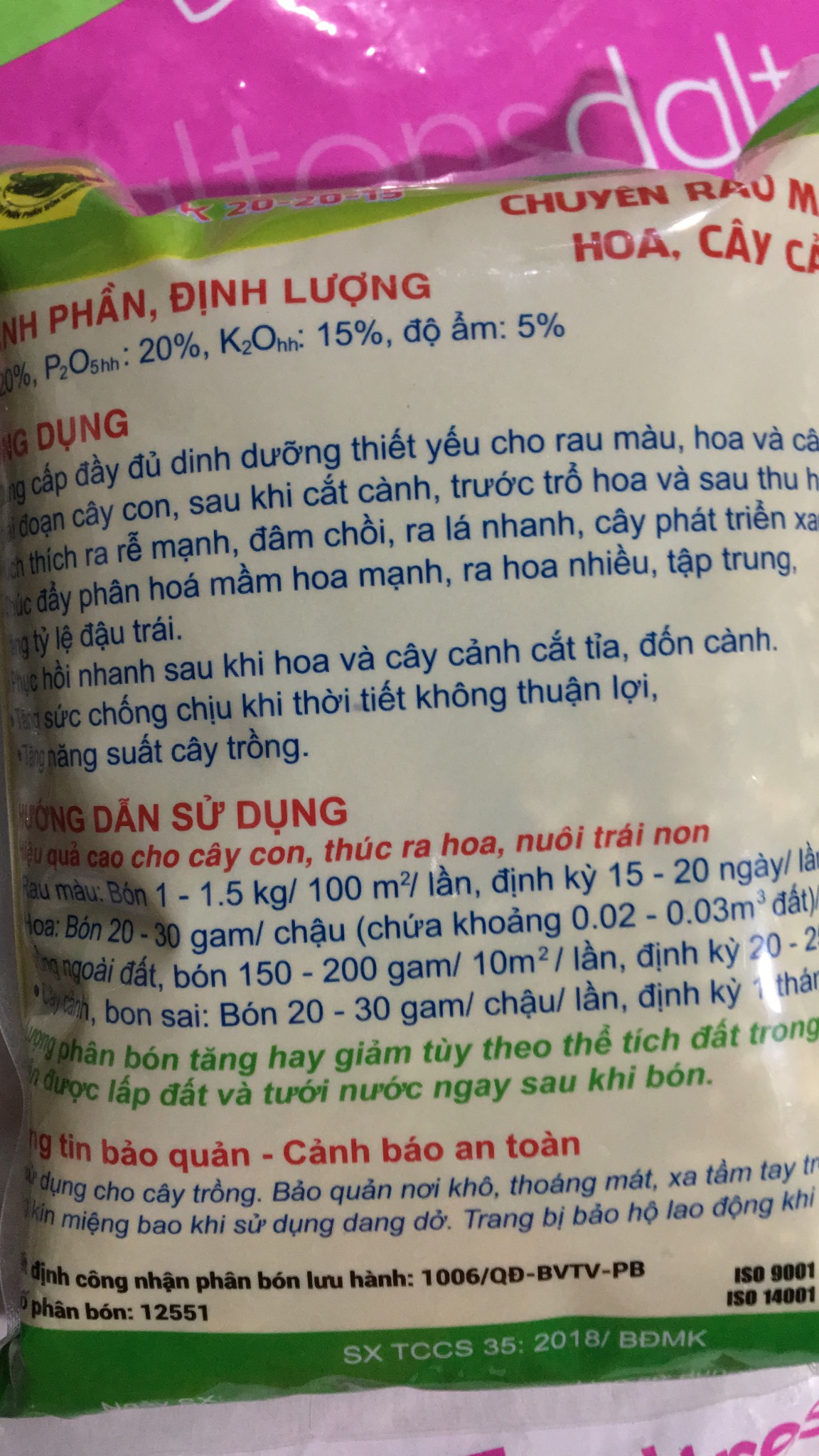 Phân bón NPK 20-20-15 đầu trâu gói 1kg