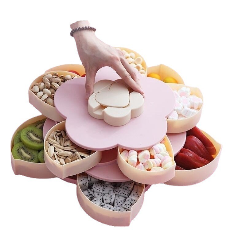 { Có Quà Tặng } Khay Mứt Tết - 2 Tầng 10 Cánh Hoa, Khay Đựng Bánh Kẹo Tết, Hộp Đựng Bánh Kẹo, Hộp Đựng Mứt Tết 2 Tầng, Khay Đựng Bánh Kẹo Ngày Tết 2024 Cấp Sang Trọng Tinh Tế