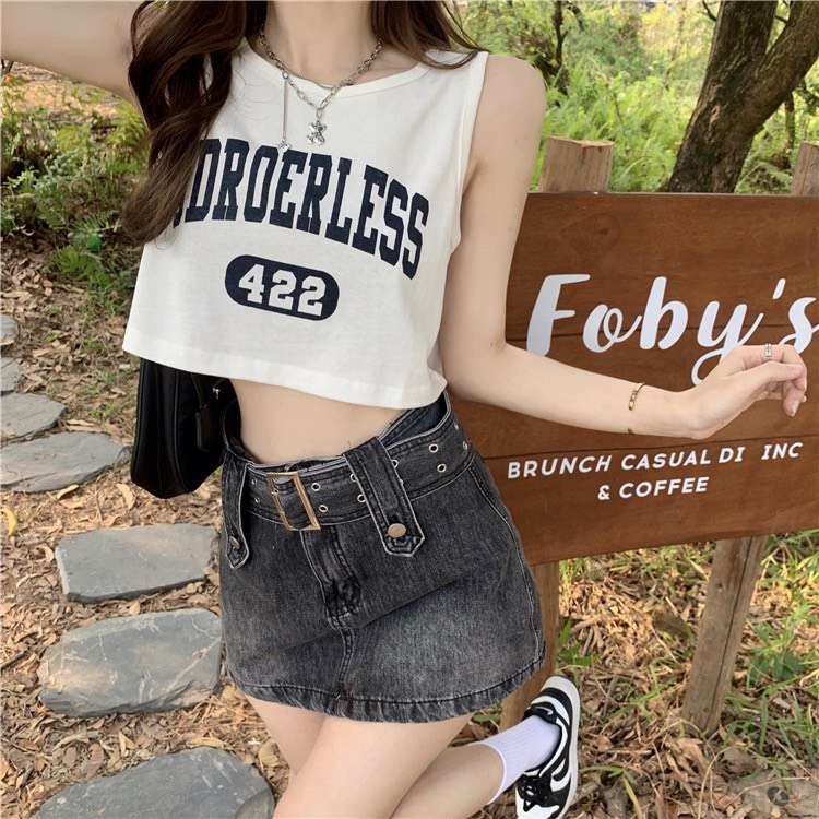 Áo croptop khoét nách tanktop borderless 100% cotton, áo phông croptop dáng rộng mẫu mới