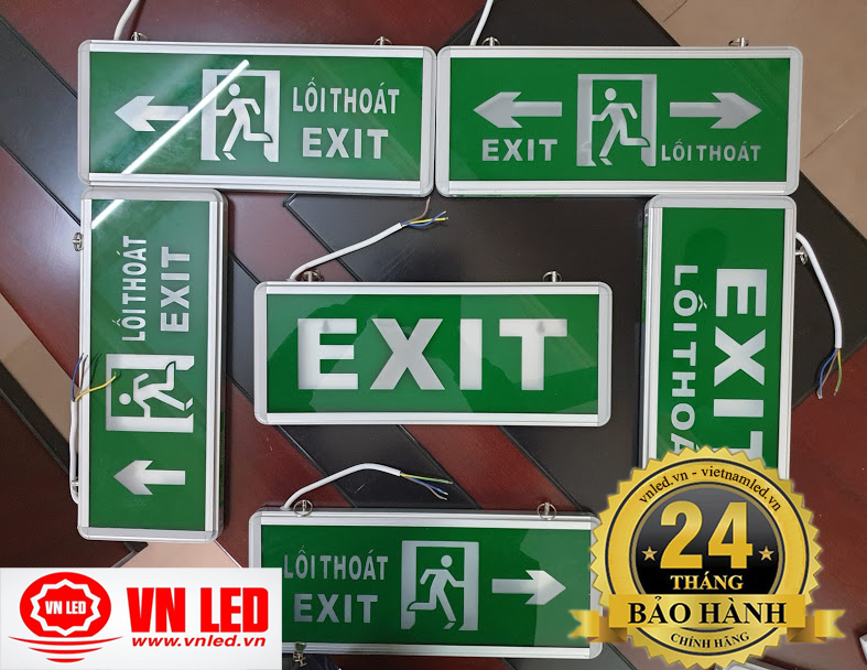 Đèn EXIT thoát hiểm lối thoát 1 mặt, 2 mặt