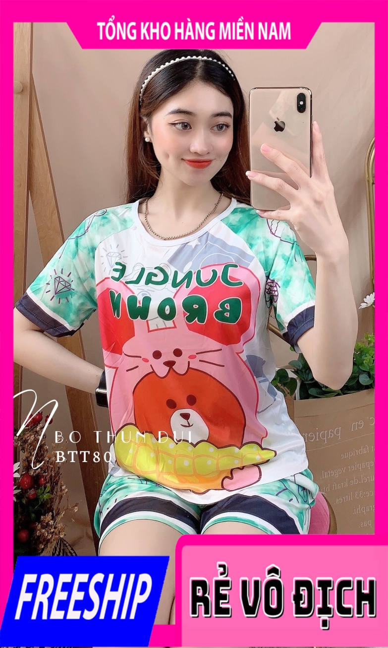 Đồ bộ thun nữ mặc nhà 🎀 đồ bộ thun đùi in hình cực xinh btt80 🎀 ảnh thật 🎀 đồ bộ nữ 🎀 bộ đùi gấu 🎀 đồ bộ mặc nhà 🎀