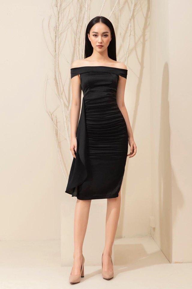 Đầm body dự tiệc TRIPBLE T DRESS bẹt vai nhún bèo sang trọng - size M/L