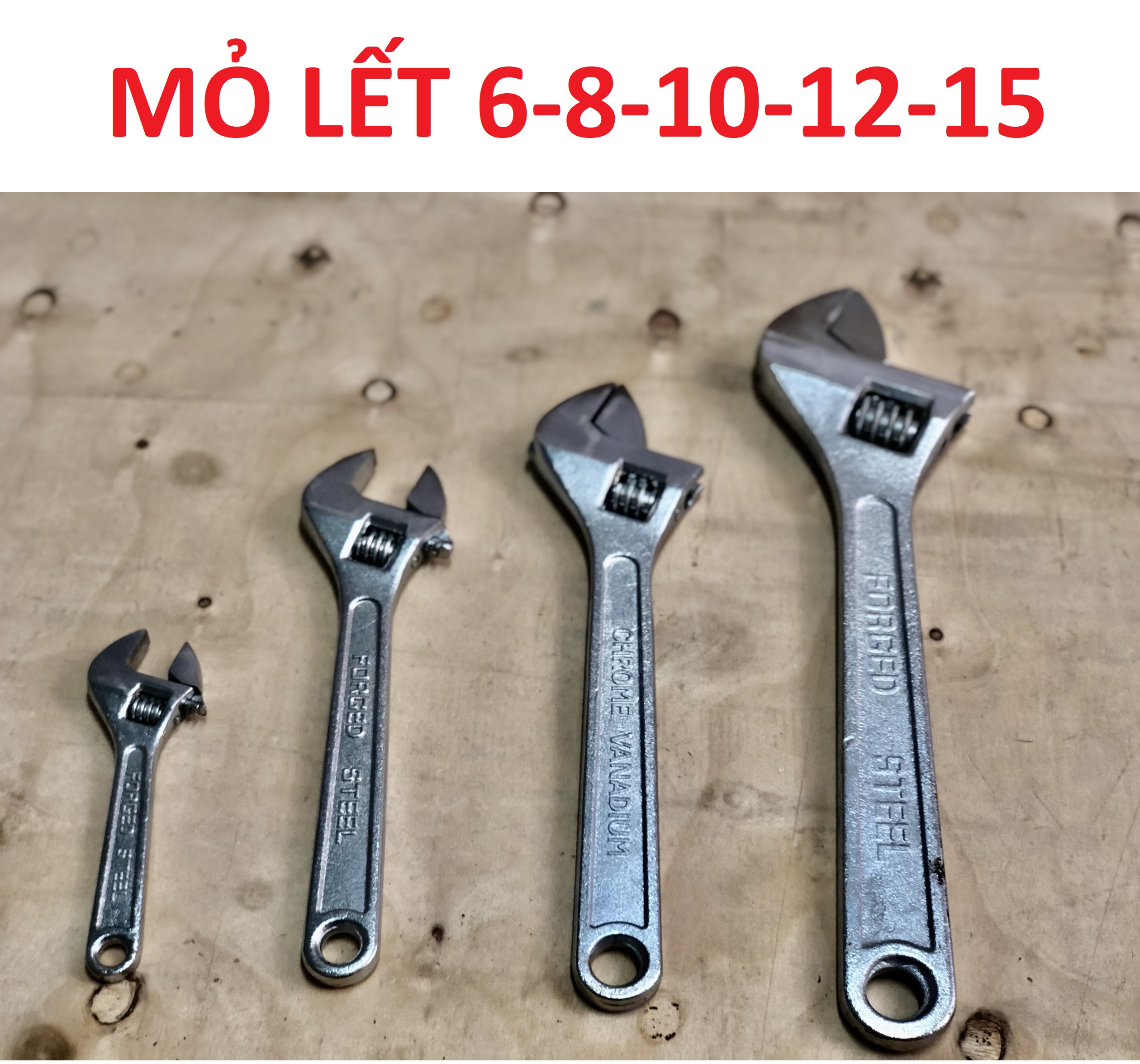 Mỏ lết thép trắng 6 8 10 12 15