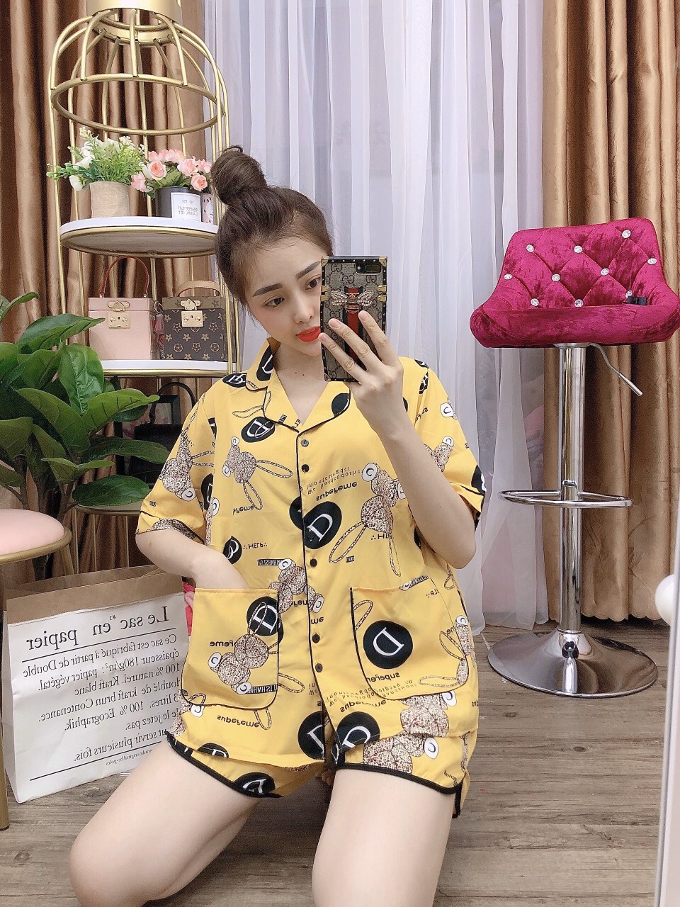 (Bigsize 50-110kg) Đồ bộ Lụa Nhật 2 túi cao cấp - Bộ Đùi