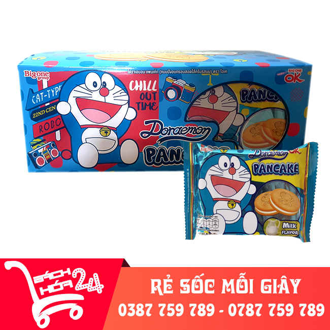 [1 Hộp XANH DƯƠNG 12 bịch] Bánh quy Pancake Doraemon thái lan nhân SỮA VANI