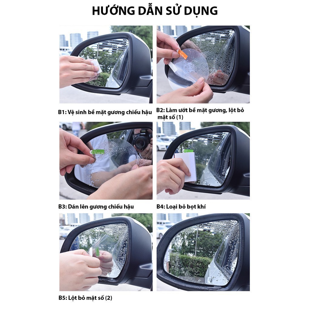 Combo 2 miếng dán kính chiếu hậu chống nước (Hình tròn - Ovan)