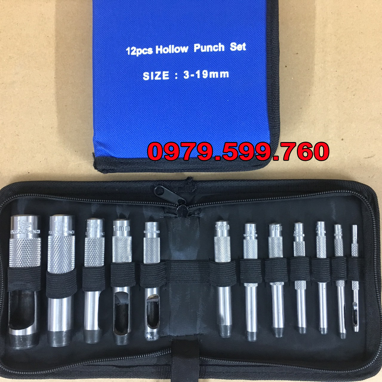 Bộ đục lỗ gioăng 12 chi tiết 3 – 19 mm