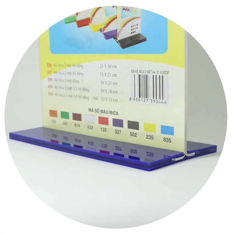 [HCM]Kệ mica 2 mặt A4 đứng - đế lùa nhiều màu E06 kích thước 21x30 cm