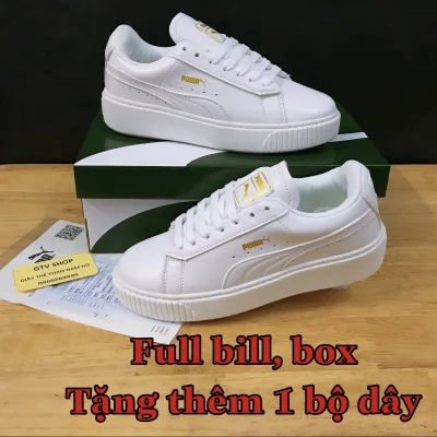 Full box - Full Bill - Tặng thêm 1 bộ dây - Giày thể thao sneaker Puma trắng full (Loại đế bằng).
