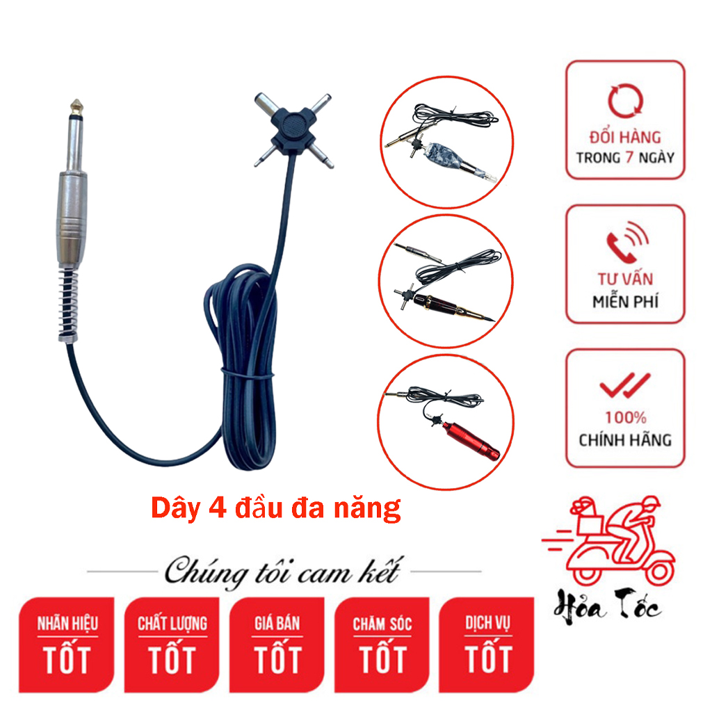 Dây 4 Đầu Đa Năng Cắm Máy Pen Phun Xăm