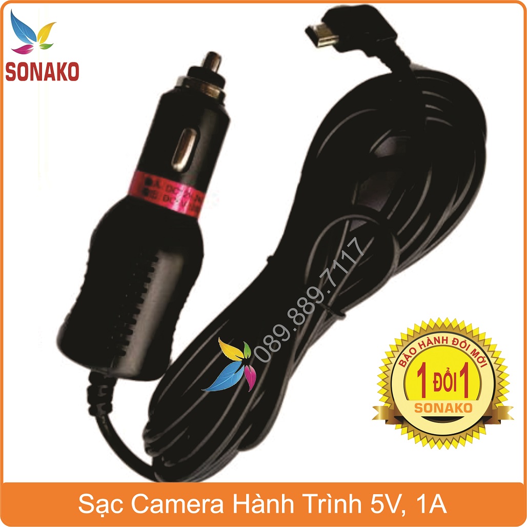 Sạc Camera Hành Trình 5V, 1A-3.5A, Chân Mini Usb + Micro Usb vông thẳng