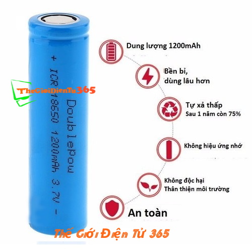 Pin Sạc Lithium 18650 Doublepow - 3.7V 1200mAh
