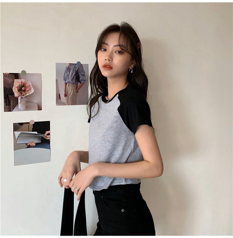 MS6680 Áo phông, áo thun nữ raplan croptop