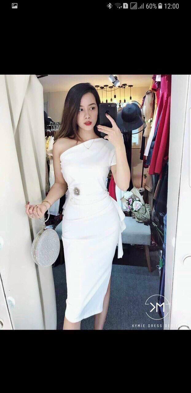 Đầm ôm body lệch vai thiết kế sang chảnh tôn dáng kèm phụ kiện fashionzero