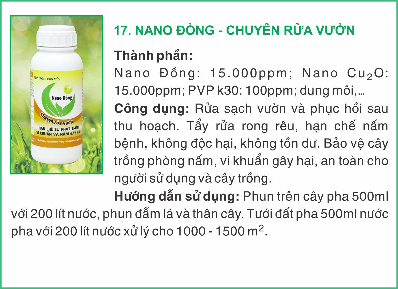 CHẾ PHẨM SINH HỌC NANO ĐỒNG RỬA VƯỜN HLC