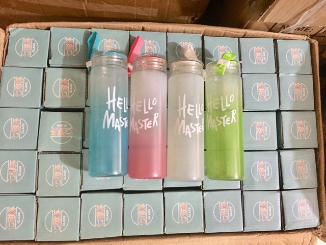 Bình Nước Thủy Tinh Hello Master 480 Ml