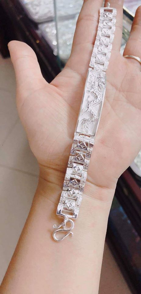 Lắc tay nam bạc hình rồng 13 chỉ