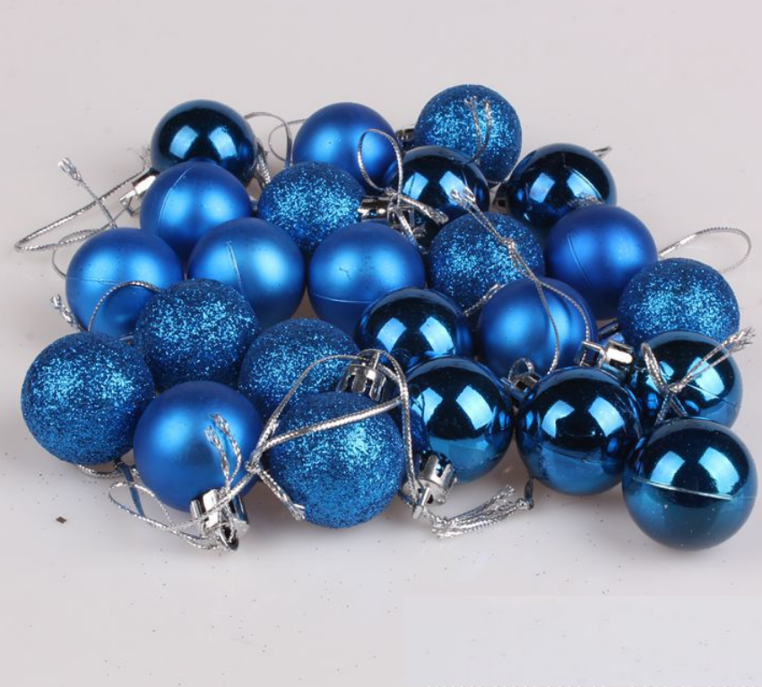 Hộp 24 quả châu trang trí noel 6cm MẪU E13