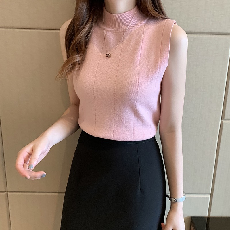 Áo len cổ cao sát nách