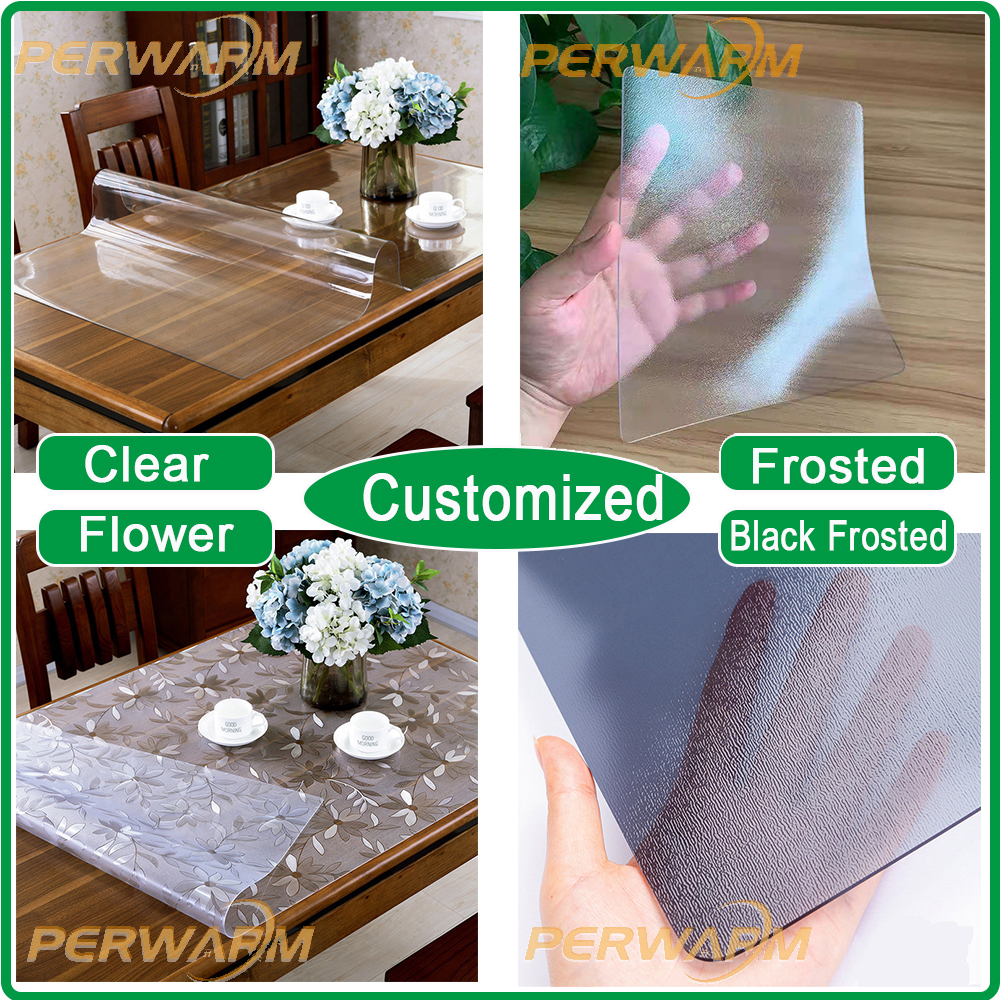 (1mm Hình chữ nhật trong suốt)Nhựa PVC Trong Suốt Chống Thấm Nước Chống Dầu Khăn Trải Bàn Trong Suốt Bàn Ăn Mềm Mại Kính Nhựa Khăn Trải Bàn Bao