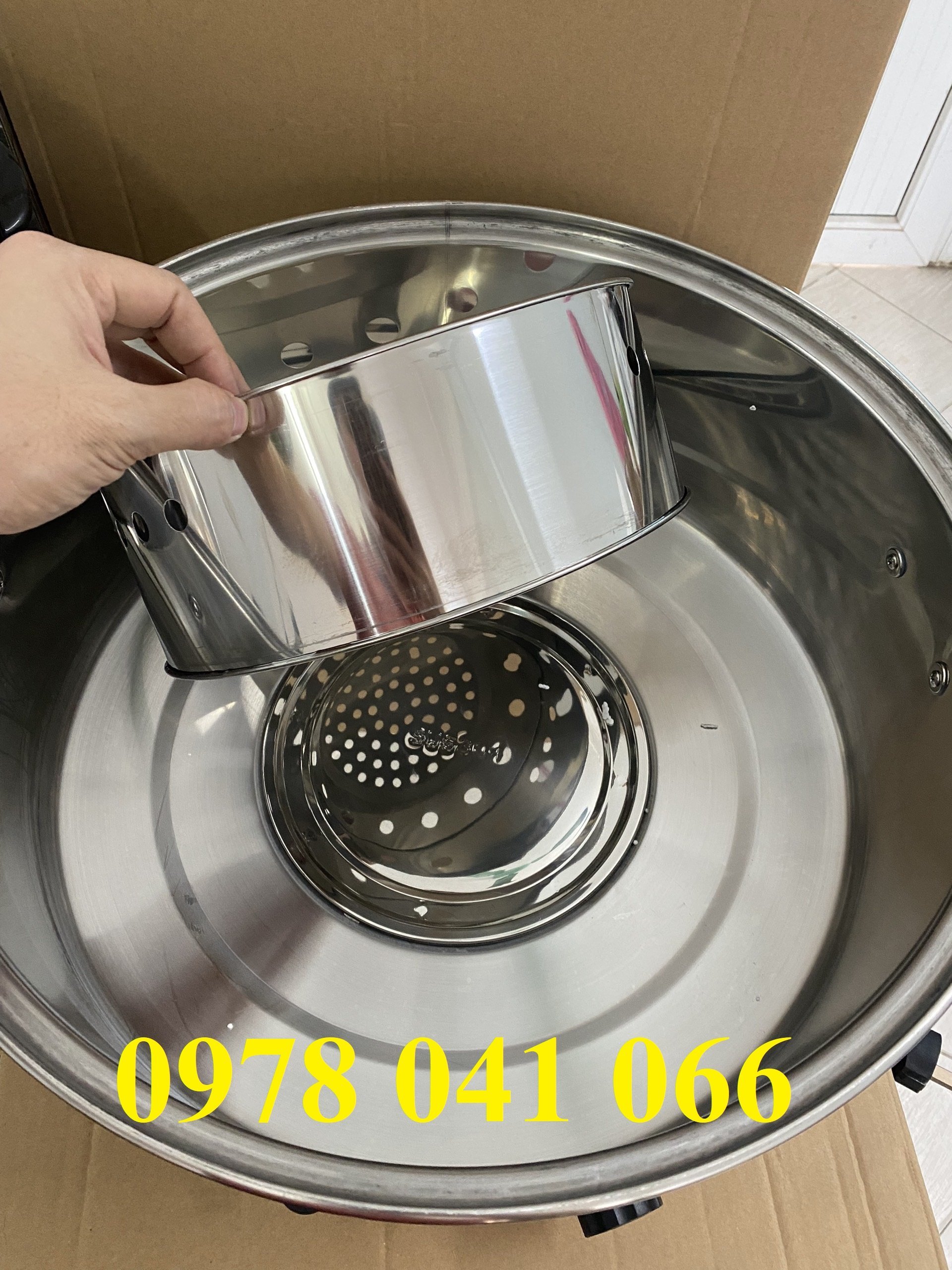 Nồi hấp bánh flan 40cm chạy điện 3 tầng hấp