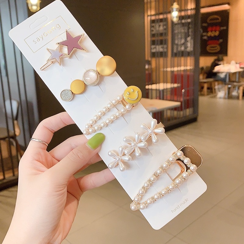 Set kẹp tóc hình ngôi sao đính đá lấp lánh