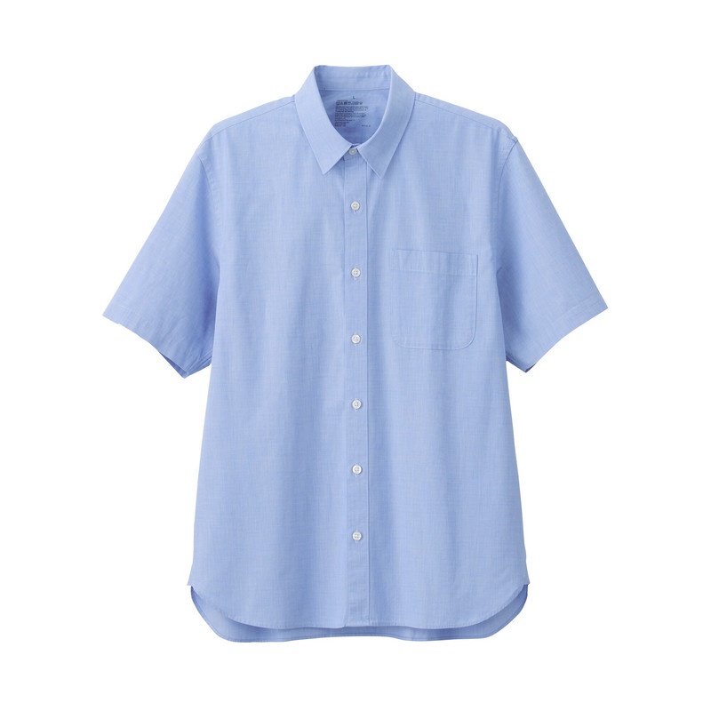 Muji Áo Sơ Mi Vải Broadcloth Washed Ngắn Tay