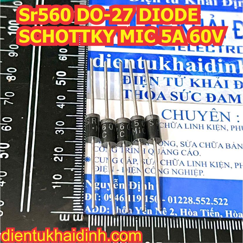 50 con SR260 DO-14 SR560 DO-27 DIODE SCHOTTKY MIC chân cắm 2A /5A 60V kde3753