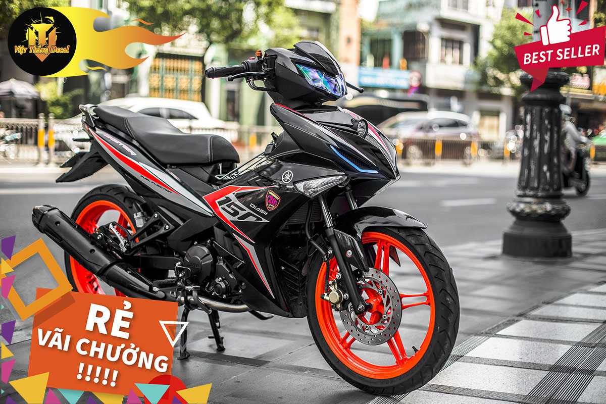 Tem Trùm Exciter 150  Đẹp Độ Chế Decal ( Đen Bóng)