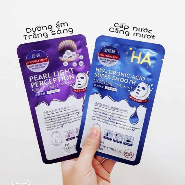 Bộ 20 Mặt Nạ HA Maycreate Xanh Tím Cấp Ẩm Trắng Mụn Da