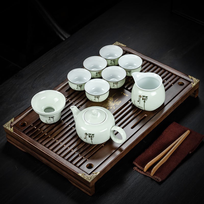 Khay trà gỗ trạm đồng [Giá Tốt]