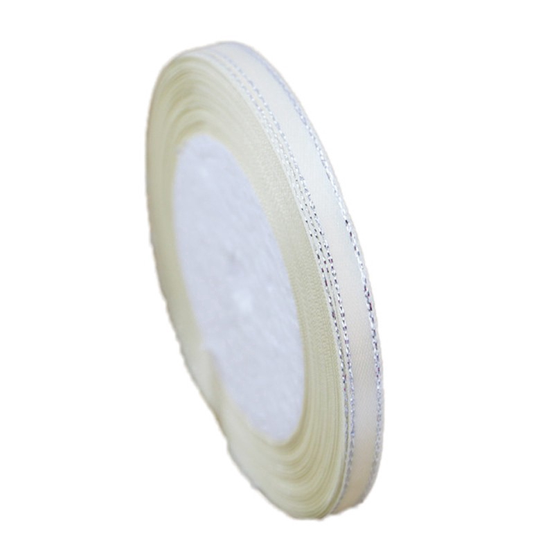 (25 yards/roll) 6mm Silver Edge satin ribbon high quality gift packaging ribbons