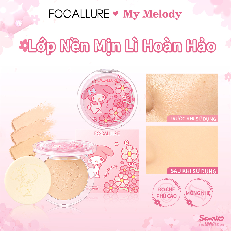 [Focallure x Sanrio] Phấn Phủ Mờ Độ Che Phủ Cao