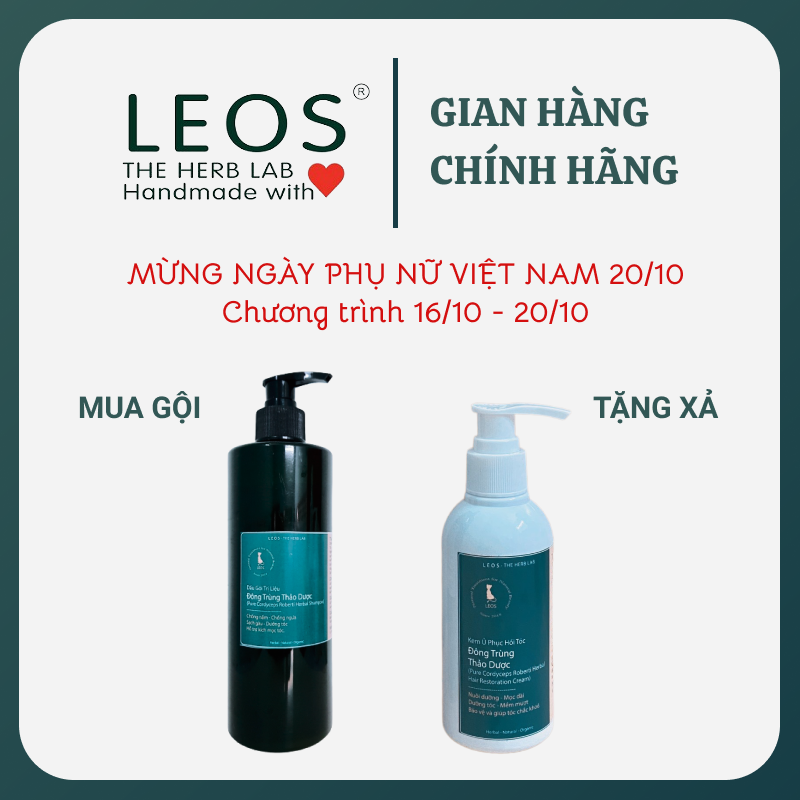 [HCM]Dầu Gội Đông Trùng Thảo Dược kích mọc tóc nhanh giảm rụng giảm gàu hiệu quả 500ml - HANDMADE by LEOS - The Herb Lab giá rẻ