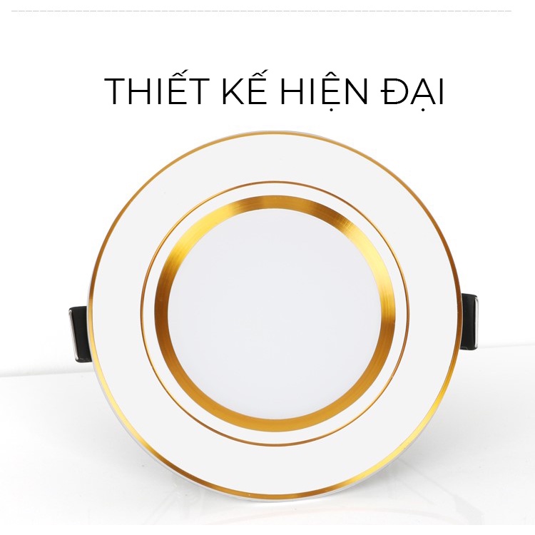 Đèn âm trần led downlight 3 chế độ màu 7w Đèn Âm Trần Đế Đúc Phi 90mm( nguồn rời)