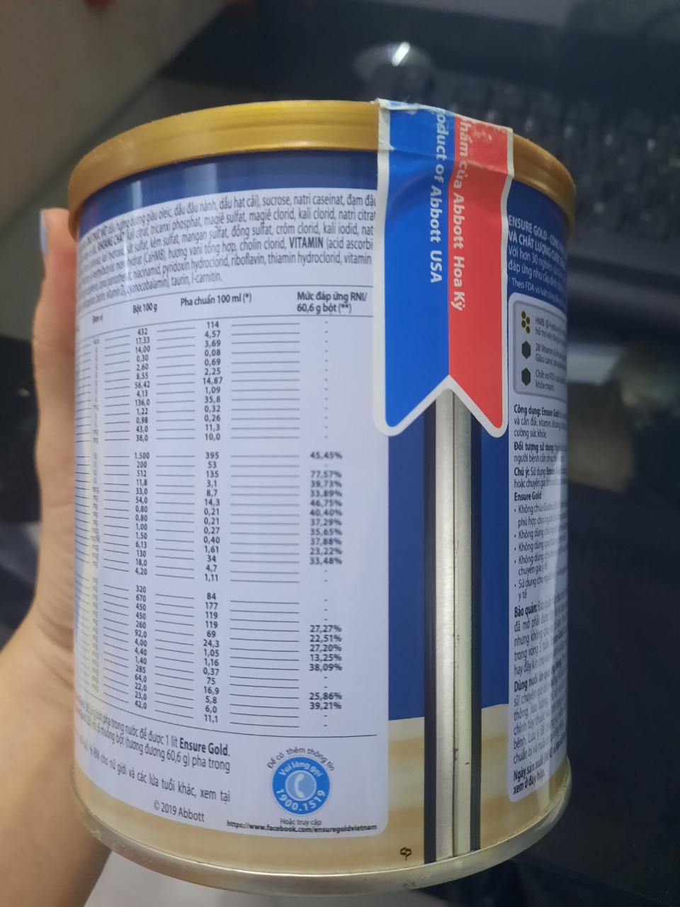 Sữa bột Ensure Gold Hương Vani 400g